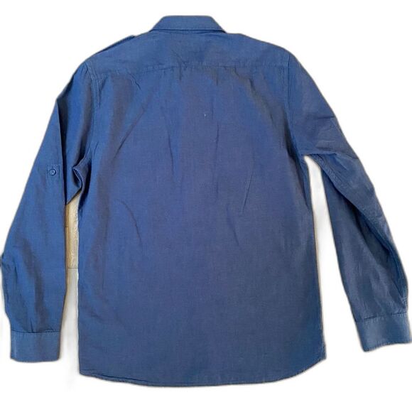 H&M Blue Button Up Long Sleeve Dress Shirt Size Medium - Picture 3 of 10